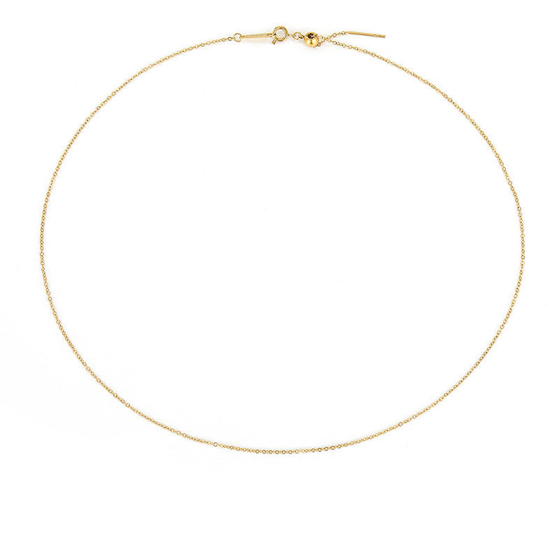 Fashion 14k Gold Titanium Steel Chain One Word Tassel Necklace