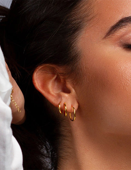 Fashion 15mm Steel Color Stainless Steel Hoop Earrings