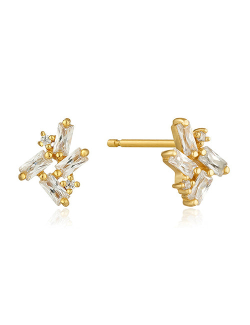 Fashion 2# Copper And Diamond Geometric Stud Earrings