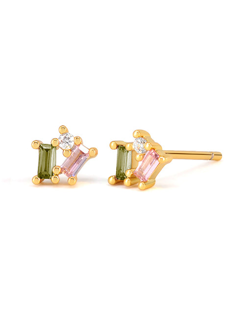 Fashion 2# Copper And Diamond Geometric Stud Earrings