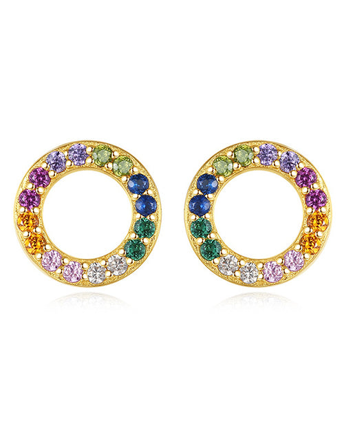 Fashion 2# Copper And Diamond Geometric Stud Earrings