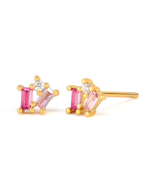 Fashion 2# Copper And Diamond Geometric Stud Earrings