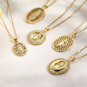 Fashion 2# Copper And Diamond Oval Madonna Necklace