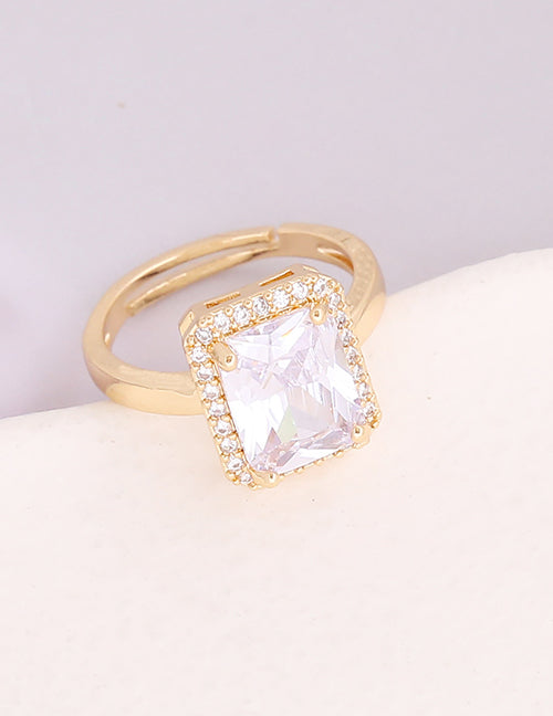 Fashion 2#green Earrings Copper Inlaid Square Zirconium Earrings