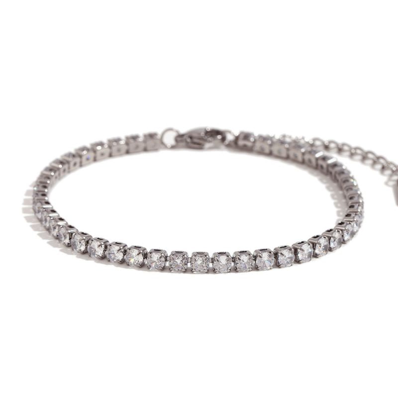 Fashion 2mm Zircon Chain Bracelet-gold Stainless Steel Gold Plated Zirconium Chain Bracelet