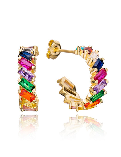 Fashion 3# Copper Inlaid Zirconia Geometric Earrings