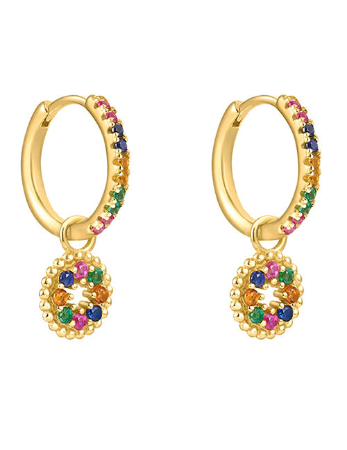 Fashion 3# Copper Inlaid Zirconia Geometric Earrings