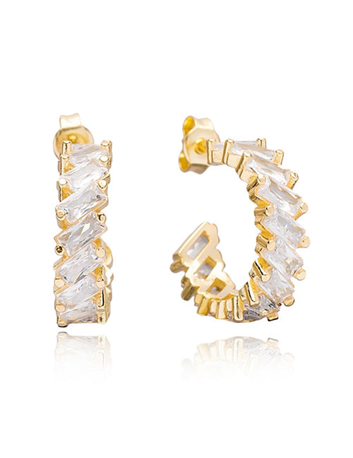 Fashion 3# Copper Inlaid Zirconia Geometric Earrings