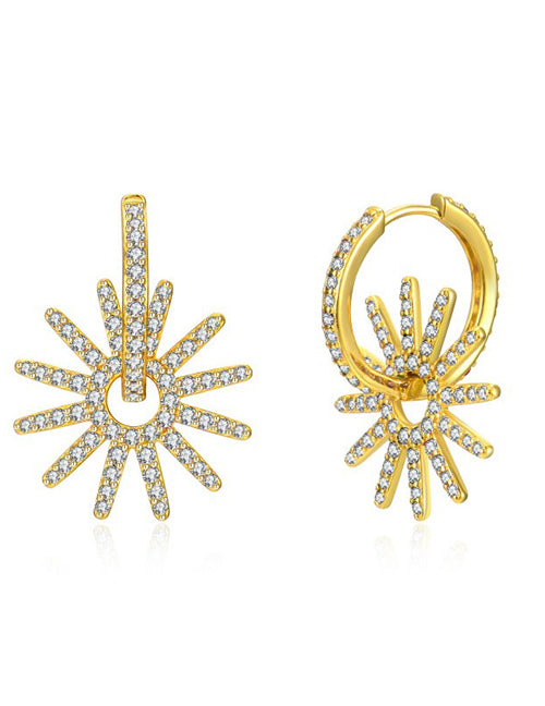 Fashion 3# Copper Inlaid Zirconia Geometric Earrings