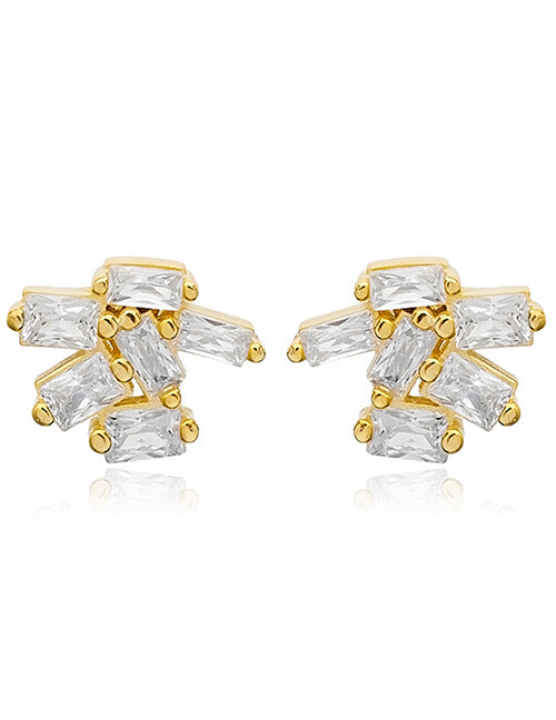 Fashion 3# Copper Inlaid Zirconia Geometric Earrings