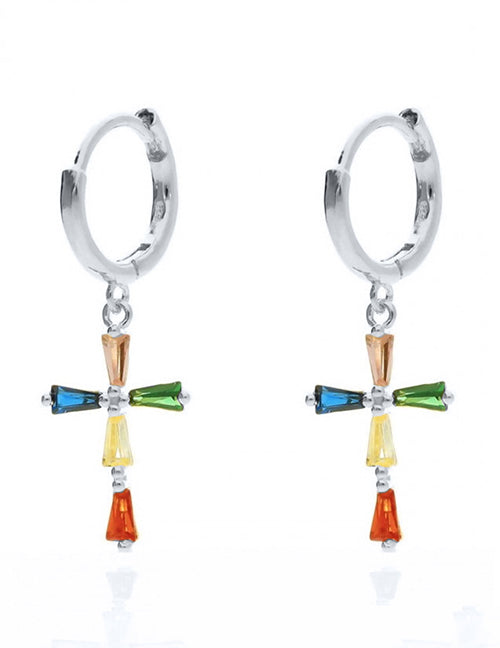 Fashion 3# Copper Inlaid Zirconia Geometric Earrings