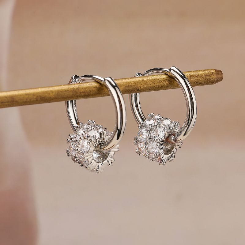 Fashion 3# Gold-plated Copper Geometric Zirconium Earrings