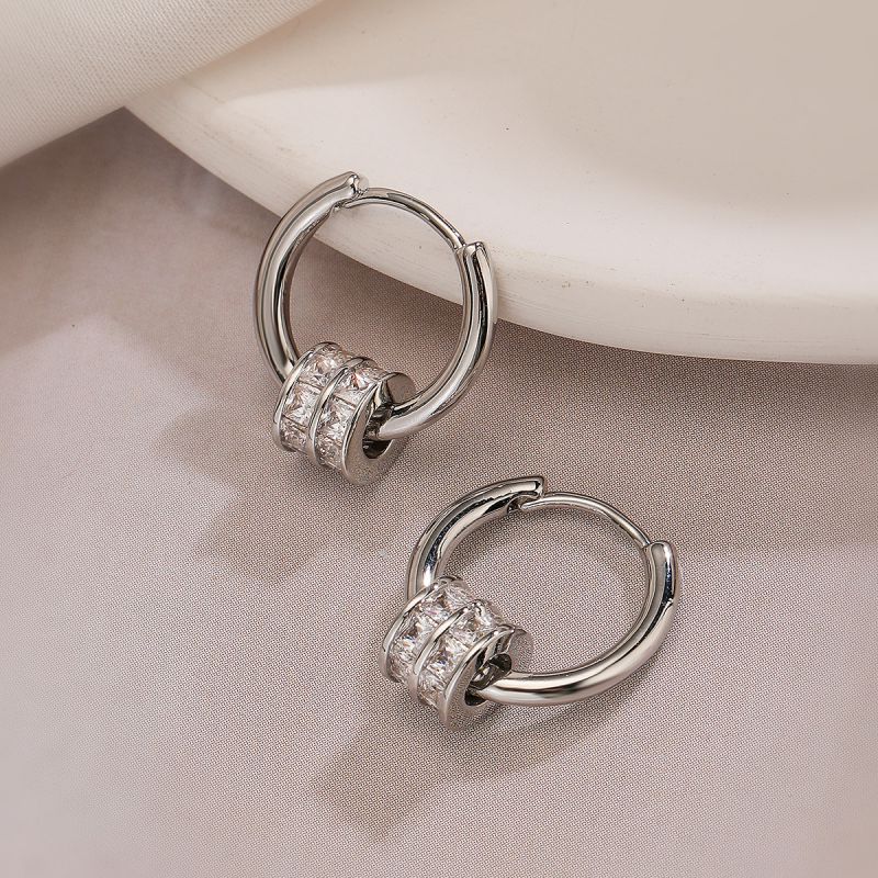 Fashion 3# Gold-plated Copper Geometric Zirconium Earrings