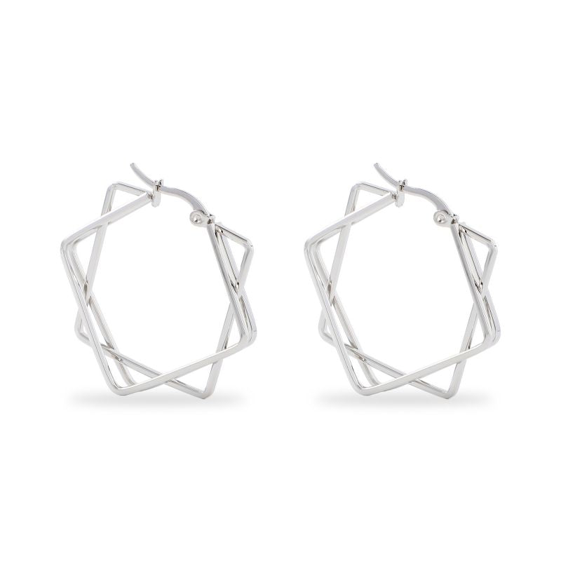 Fashion 3.0 Round Wire Earrings Gold Stainless Steel Geometric Round Earrings
