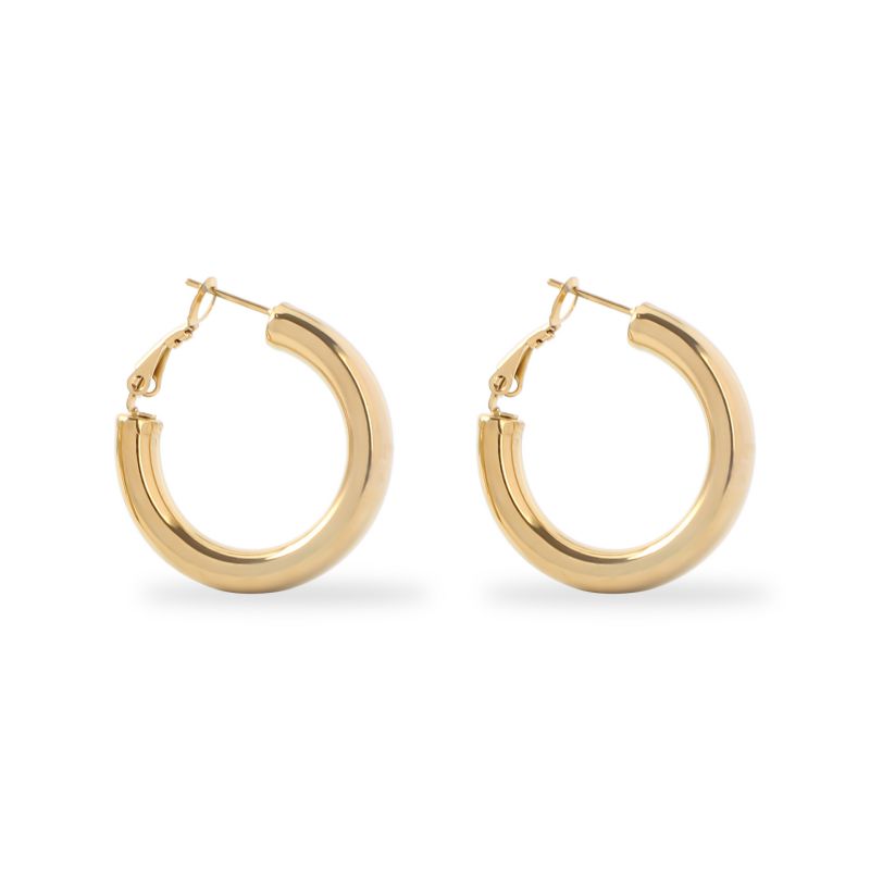 Fashion 3.0 Round Wire Earrings Gold Stainless Steel Geometric Round Earrings