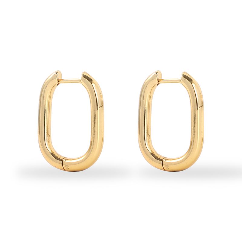 Fashion 3.0 Round Wire Earrings Gold Stainless Steel Geometric Round Earrings