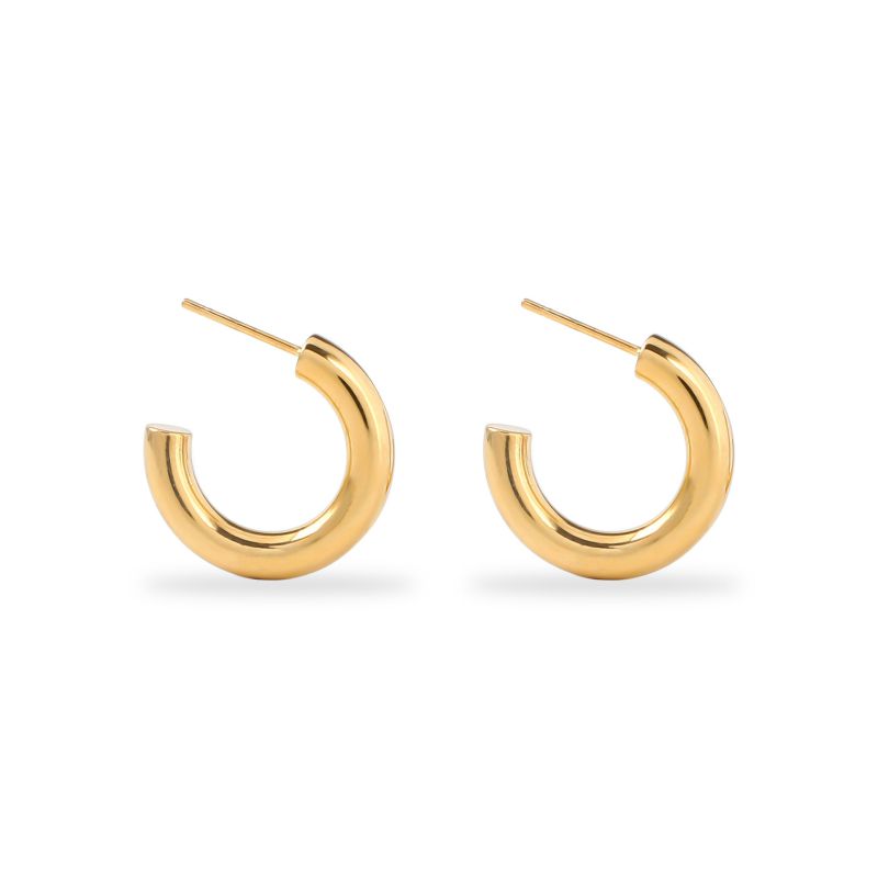 Fashion 3.0 Round Wire Earrings Gold Stainless Steel Geometric Round Earrings