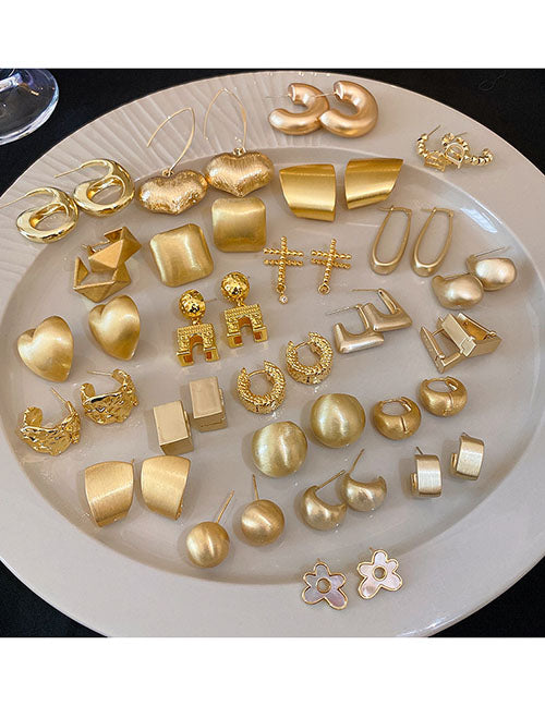 Fashion 4#earhook-golden Heart Copper Heart Stud Earrings