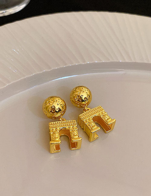 Fashion 4#earhook-golden Heart Copper Heart Stud Earrings