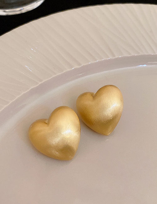 Fashion 4#earhook-golden Heart Copper Heart Stud Earrings