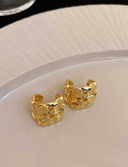 Fashion 4#earhook-golden Heart Copper Heart Stud Earrings