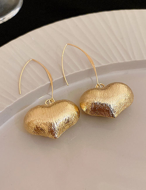 Fashion 4#earhook-golden Heart Copper Heart Stud Earrings