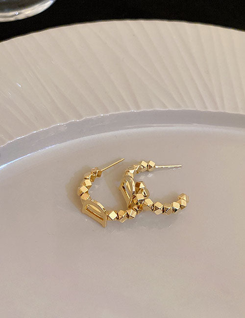 Fashion 4#earhook-golden Heart Copper Heart Stud Earrings