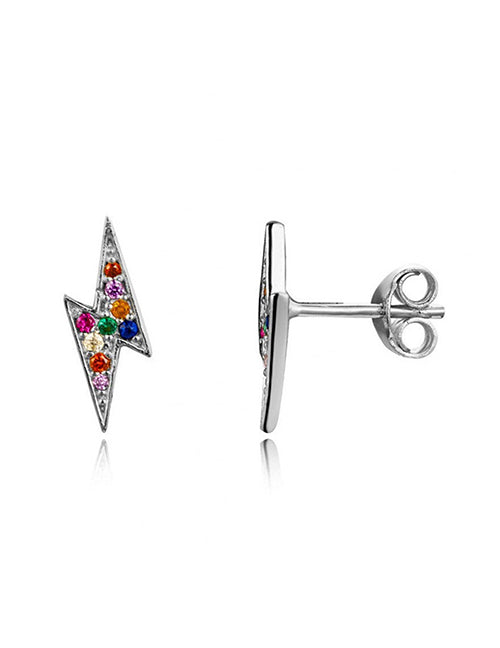 Fashion 5# Copper And Diamond Moon Stud Earrings