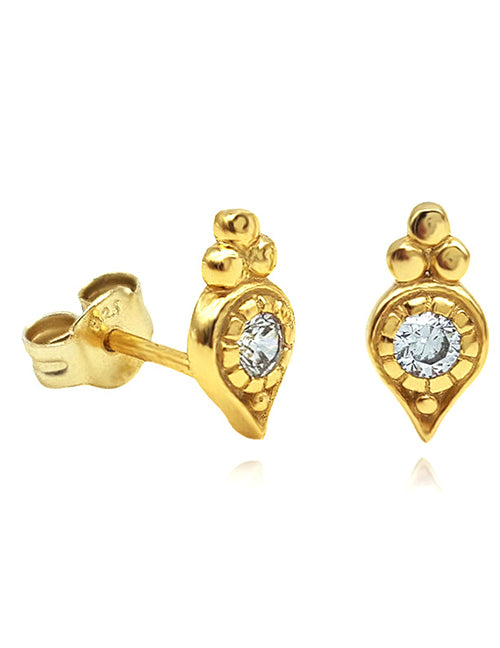 Fashion 5# Copper And Diamond Moon Stud Earrings