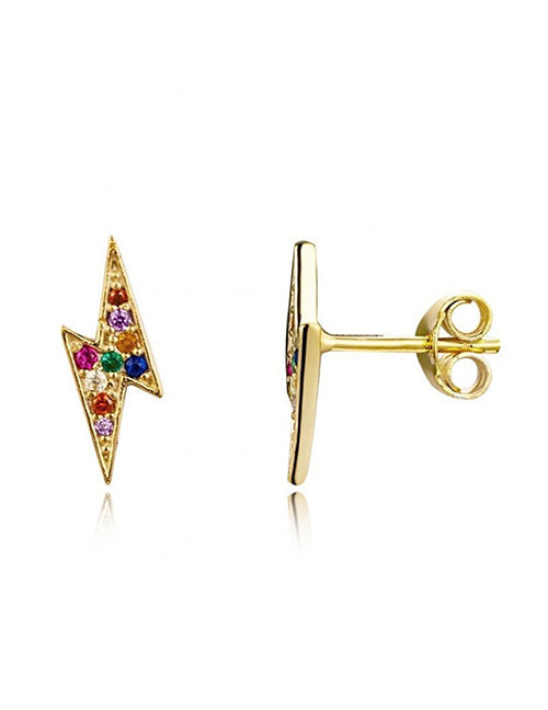 Fashion 5# Copper And Diamond Moon Stud Earrings