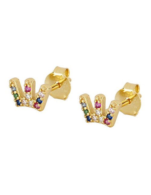 Fashion 5# Copper And Diamond Moon Stud Earrings