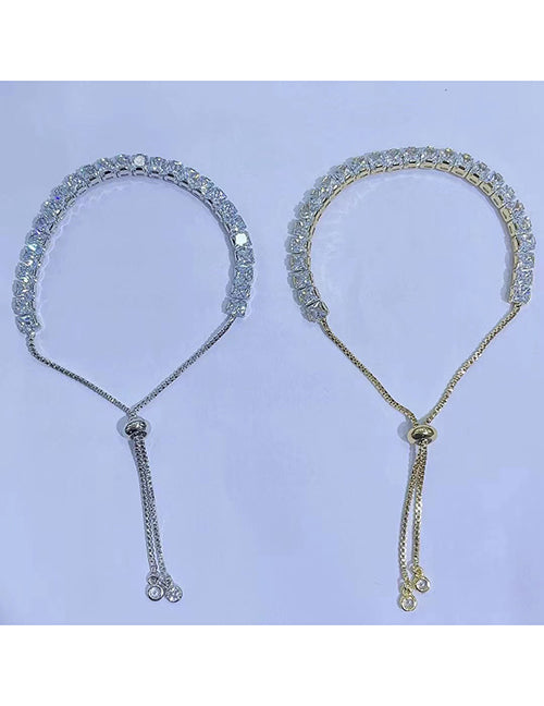 Fashion 5mm Gold Necklace Bronze Diamond T Square Diamond Necklace