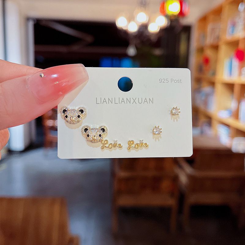 Fashion 6# Zirconia Geometric Earrings Set In Copper