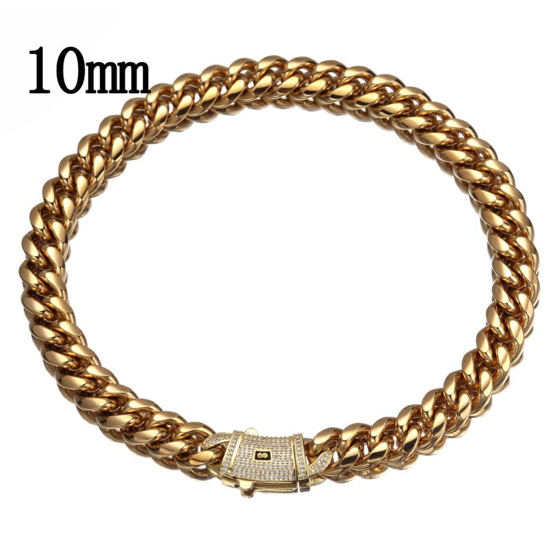 Fashion 6mm 8inch Bracelet Stainless Steel Geometric Spring Clasp Men's Bracelet