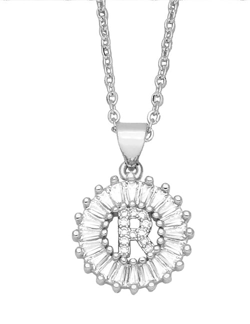 Fashion A 26 Letter Necklace With Brass And Diamonds