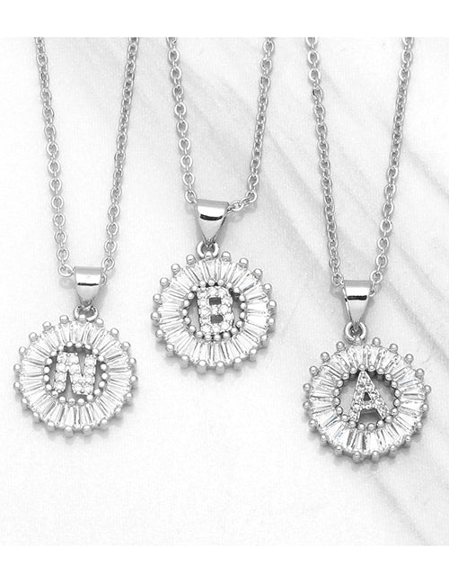 Fashion A 26 Letter Necklace With Brass And Diamonds