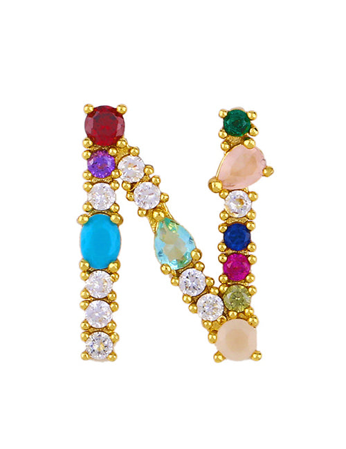 Fashion A 26 Letters Necklace With Copper Inlaid Color Zirconium