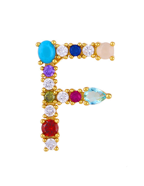Fashion A 26 Letters Necklace With Copper Inlaid Color Zirconium