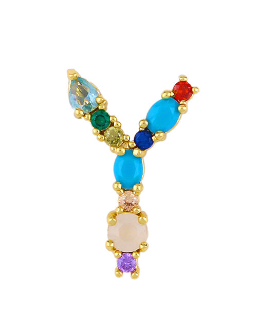 Fashion A 26 Letters Necklace With Copper Inlaid Color Zirconium