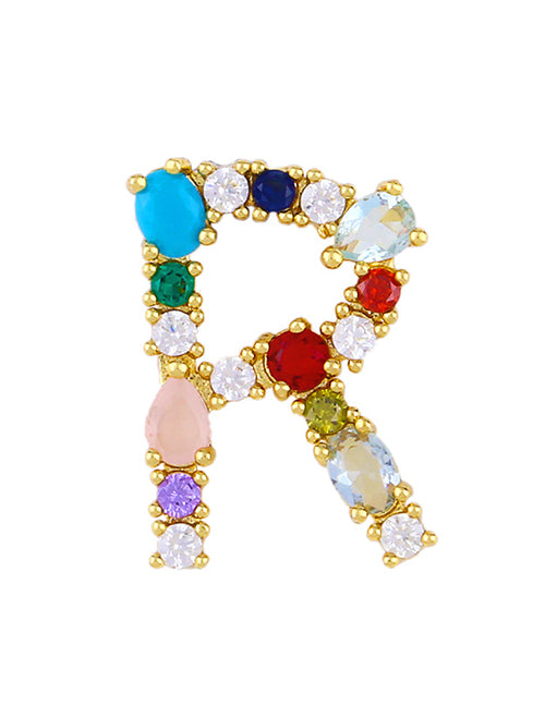 Fashion A 26 Letters Necklace With Copper Inlaid Color Zirconium