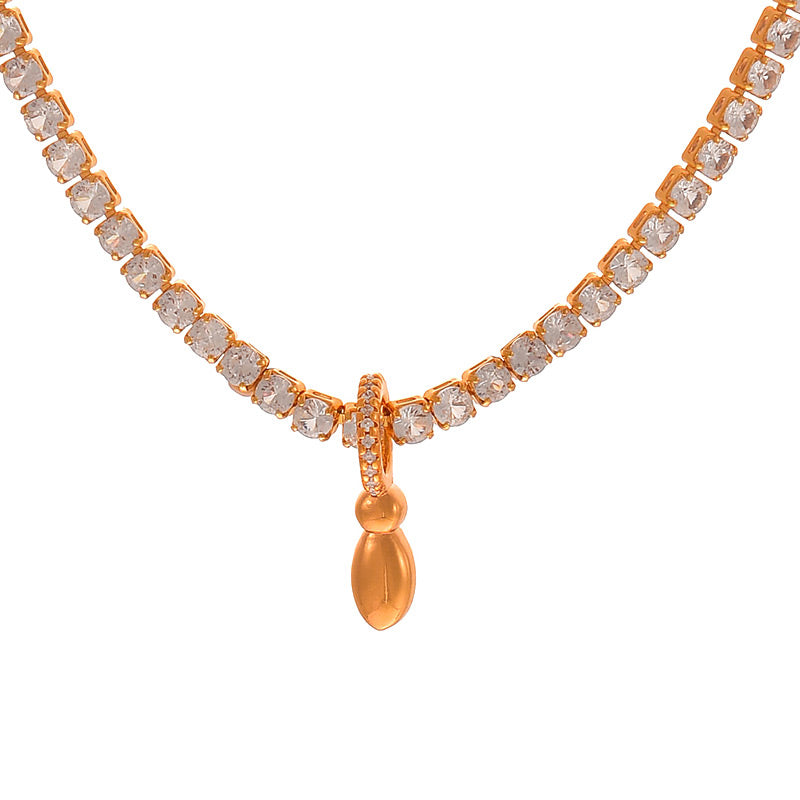 Fashion A Copper Inlaid Zircon 26 Letter Pendant Necklace