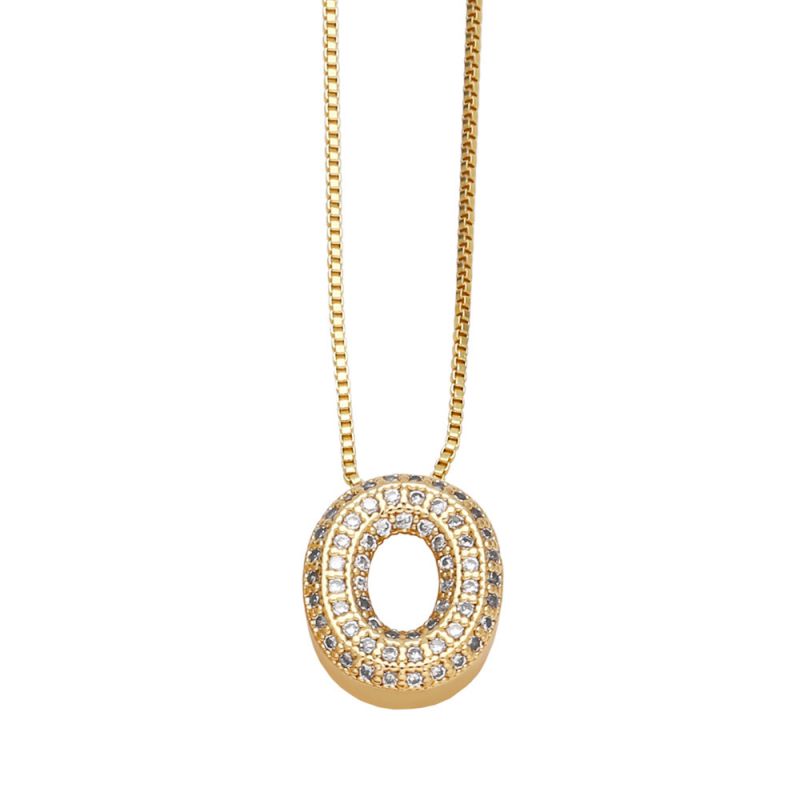 Fashion A Copper Inlaid Zirconium 26 Letter Necklace