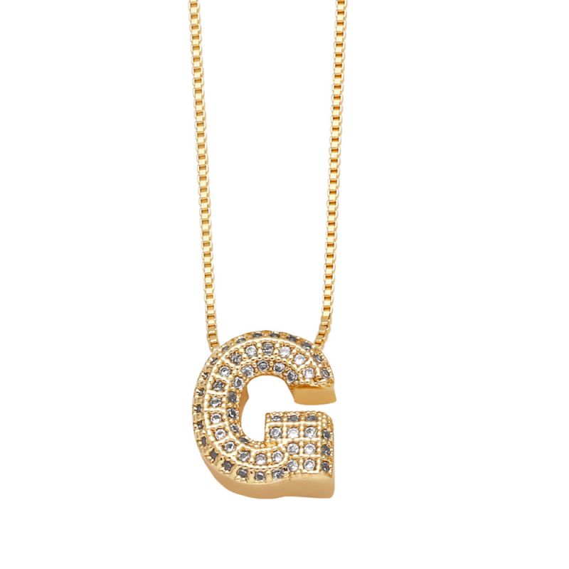 Fashion A Copper Inlaid Zirconium 26 Letter Necklace