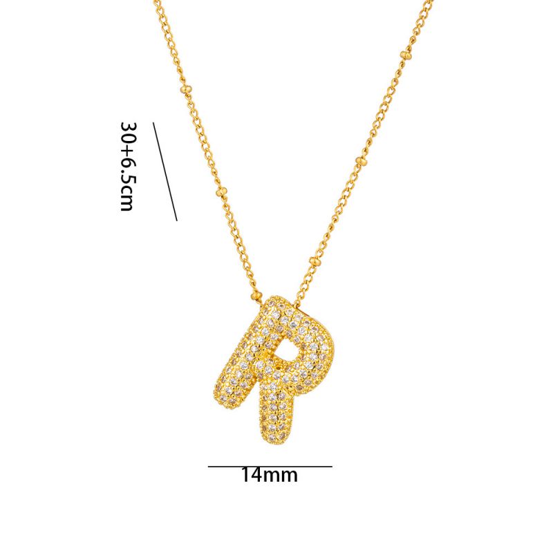 Fashion A Full Zircon Letter Titanium Steel Inlaid With Zirconium 26 Letter Necklace