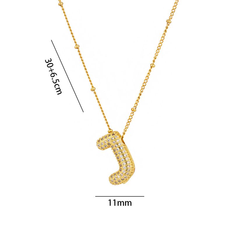 Fashion A Full Zircon Letter Titanium Steel Inlaid With Zirconium 26 Letter Necklace