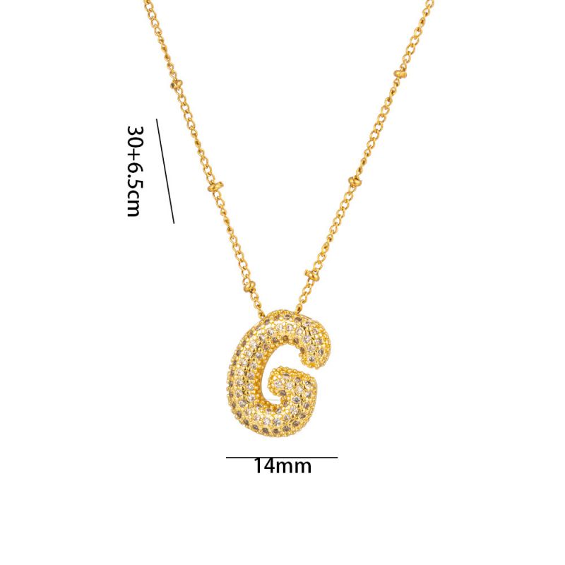 Fashion A Full Zircon Letter Titanium Steel Inlaid With Zirconium 26 Letter Necklace