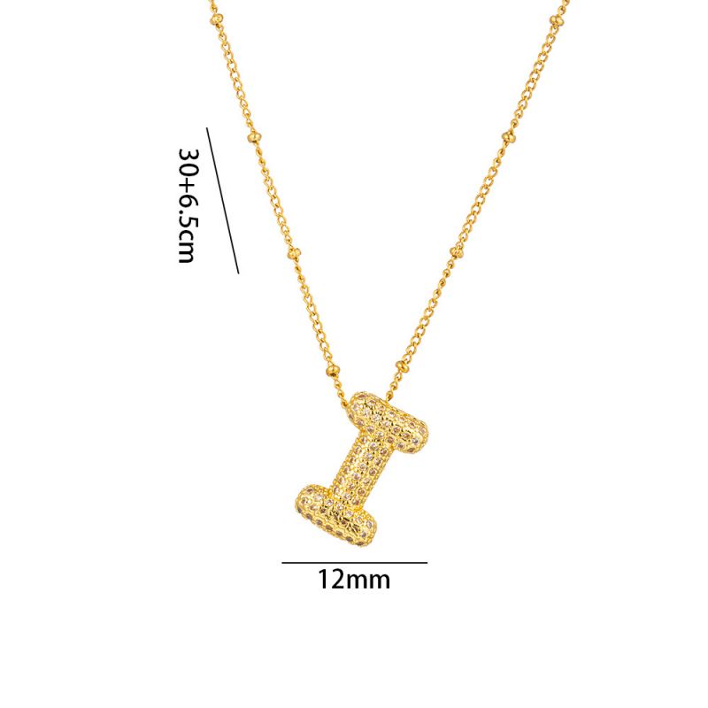 Fashion A Full Zircon Letter Titanium Steel Inlaid With Zirconium 26 Letter Necklace