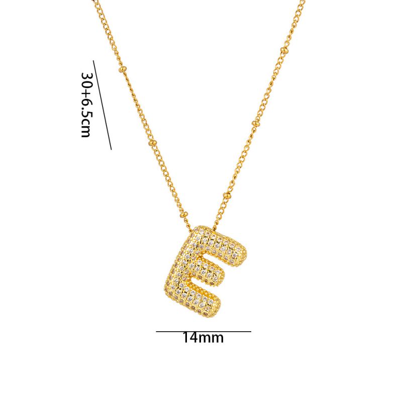 Fashion A Full Zircon Letter Titanium Steel Inlaid With Zirconium 26 Letter Necklace