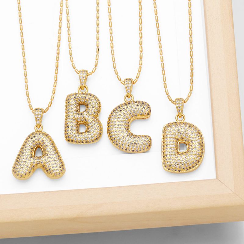 Fashion B Copper And Diamond 26 Letter Necklace