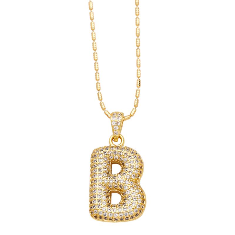 Fashion B Copper And Diamond 26 Letter Necklace